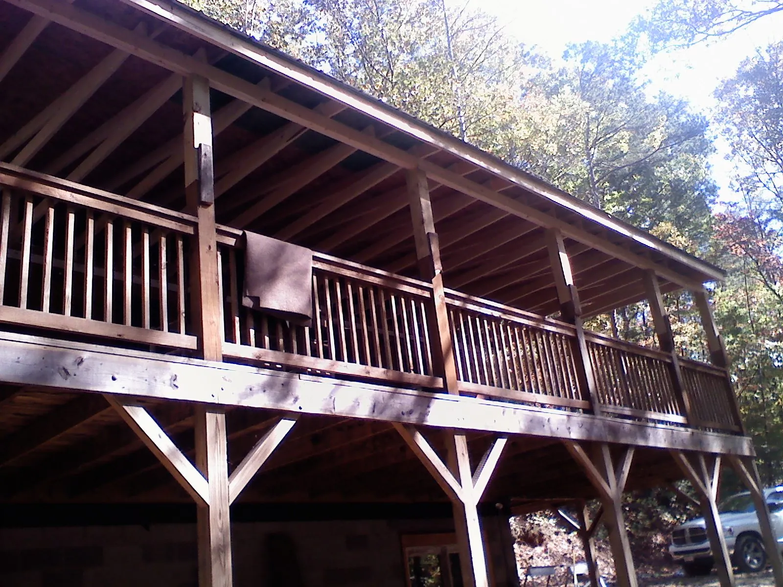 Timber framing under a new elevated porch and deck — Roof Leak Repair in Freeport by Roofing Brothers