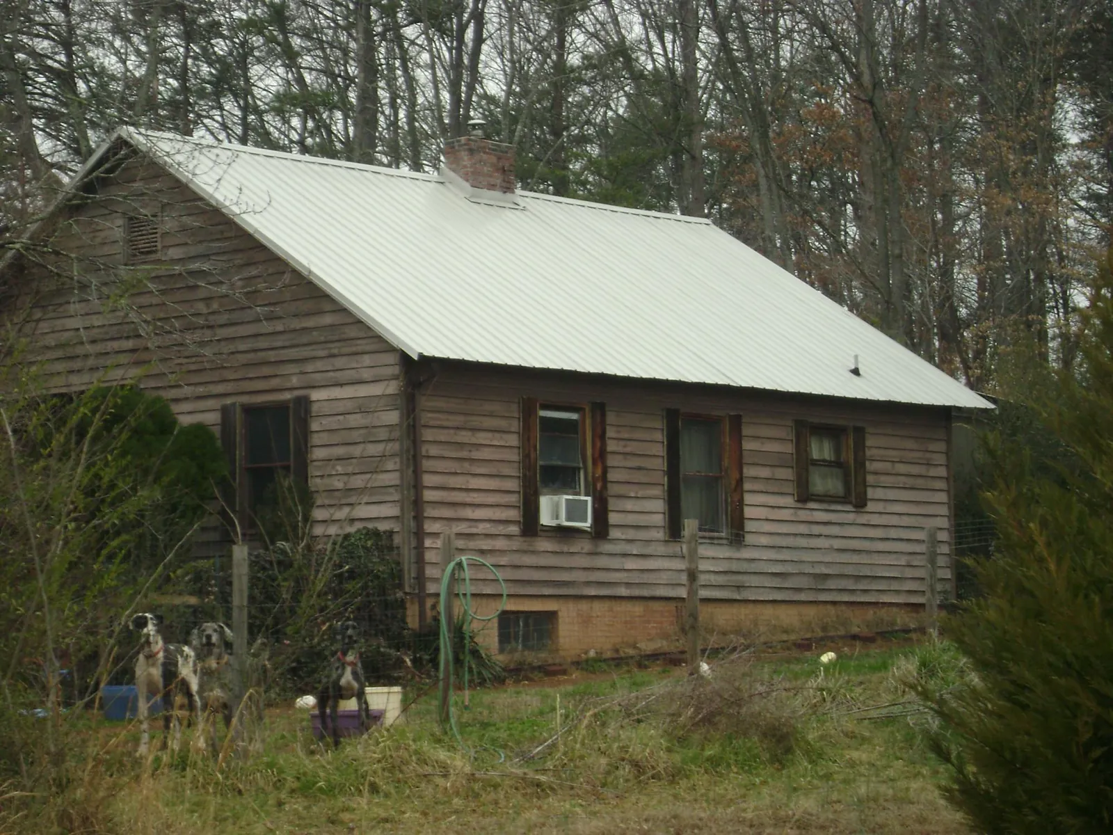White metal roof on an old wood sided farmhouse, from a Asphalt Shingle Roof Repair job in Freeport